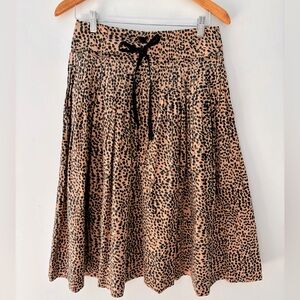 ULLA JOHNSON Leopard Print Evelyn Cotton Poplin Midi Skirt